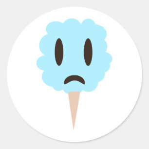 Blått bomullsgodis runt klistermärke