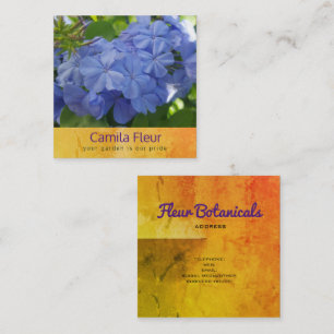 Blått botaniskt affärskort av plumbago fyrkantigt visitkort