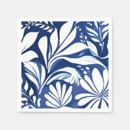 Blått botaniskt akvarellblommigt mönster pappersservett