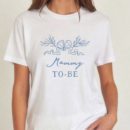 Blått Botaniskt Band Mamma Att Vara Babyfirande T Shirt
