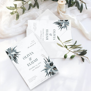 Blått botaniskt Elegant Inbjudningar