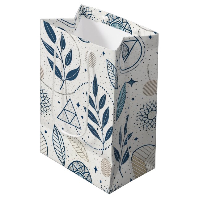 Blått botaniskt geometriskt doodle (Framsidan Vinklad)