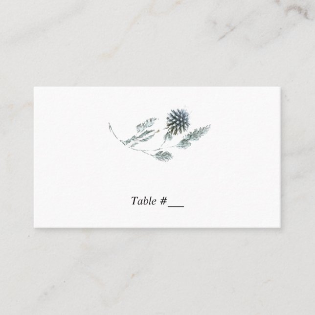 Blått botaniskt Inslag Bröllop-eskort/ Placeringskort (Framsida)