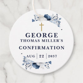 Blått botaniskt modernt bekräftande gåvor etiketter