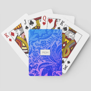 Blått Botaniskt Monogram Casinokort