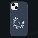 Blått botaniskt monogram första marinblått<br><div class="desc">En hand plockade-begynnande andedräkt av löv och lagrar omger ditt monogram eller ditt initiala. Den minsta illustrationen av blommigten är perfekt för en rustik eller ett lantbruk. Klicka på knappen Anpassa om du vill ändra bakgrunden färg eller lägga till mer text.</div>