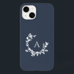 Blått botaniskt monogram första marinblått<br><div class="desc">En hand plockade-begynnande andedräkt av löv och lagrar omger ditt monogram eller ditt initiala. Den minsta illustrationen av blommigten är perfekt för en rustik eller ett lantbruk. Klicka på knappen Anpassa om du vill ändra bakgrunden färg eller lägga till mer text.</div>