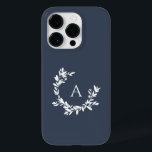 Blått botaniskt monogram första marinblått<br><div class="desc">En hand plockade-begynnande andedräkt av löv och lagrar omger ditt monogram eller ditt initiala. Denna minimala lagerdesign är perfekt för ett lantbruk eller en jordkänsla. Klicka på knappen Anpassa om du vill ändra bakgrunden färg eller lägga till mer text.</div>