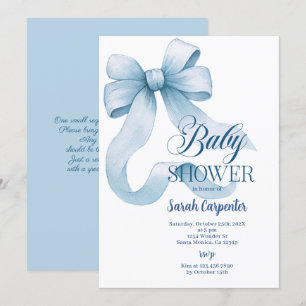 Blått Bow Baby Shower Boy-inbjudan Inbjudningar