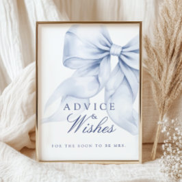 Blått Bow Möhippa Adress & Önskemål Bord Sign Poster