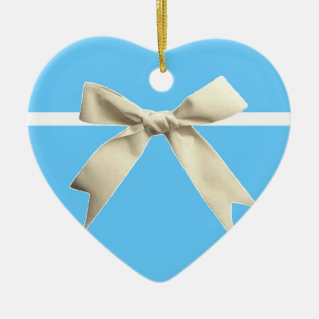 Blått boxas hjärtaprydnaden julgransprydnad keramik (Framsidan)