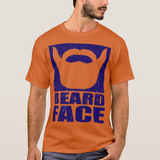 Blått BREDD ANSIKTE-utskrift T Shirt