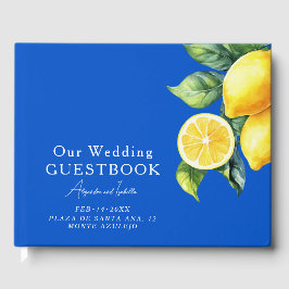 Blått bröllopsgästbok Azul & Limone Romance Gästböcker