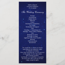 Blått bröllopsprogram. Marin natt vinterceremoni Program