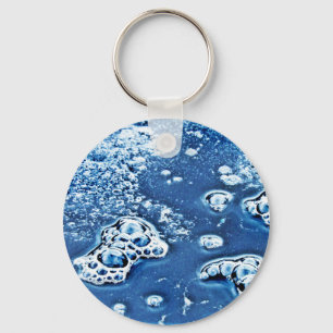 Blått bubblar is och vatten abstrakt Keychain Nyckelring