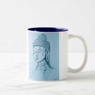 Blått Buddha/Namaste Två-tonar muggen Två-Tonad Mugg