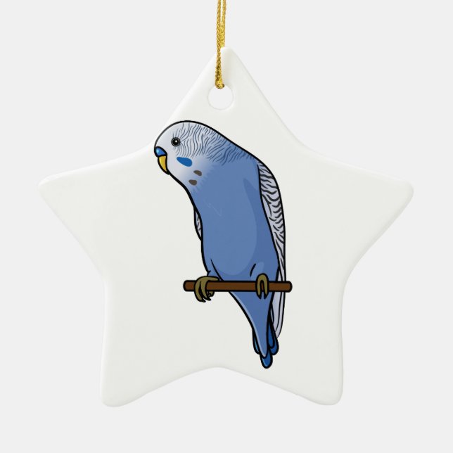 Blått Budgie Julgransprydnad Keramik (Framsidan)