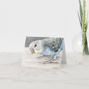 Blått Budgie Parakeet Art Note Card Kort