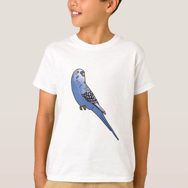 Blått Budgie T-shirt (Framsida)