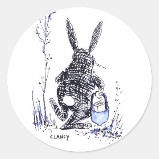 Blått Bunny Bok-dekal Runt Klistermärke