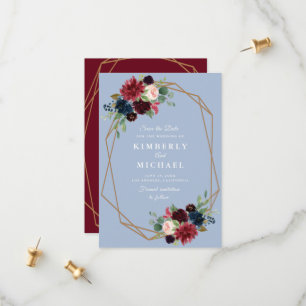 Blått, burgundsliknande, geometriskt spara datumko spara datumet