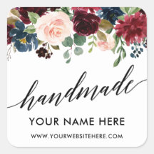 Blått Burgundy-Blommigt, handgjord, liten