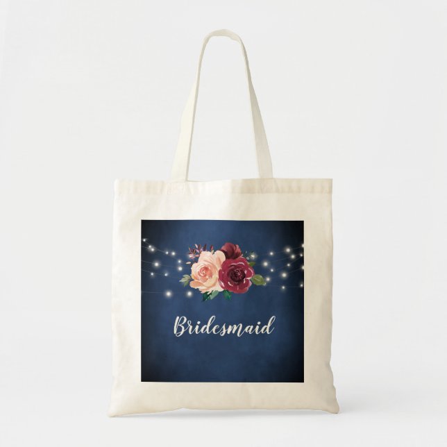  Blått Burgundy Ro Ljus Bridesmaid Tygkasse (Framsidan)