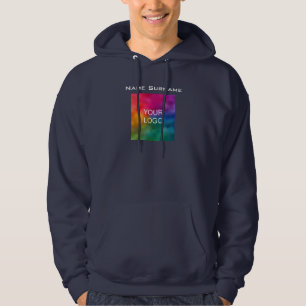 Blått Business Logotyp Front Design Manar Basic Hoodie
