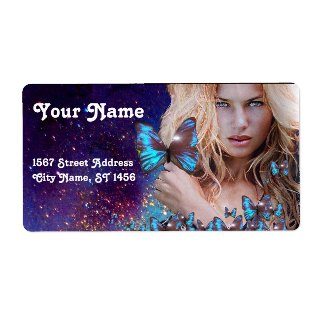 BLÅTT BUTTERFLISKT HÅR, BEAUTY SALON, MAKEUP ARTIS FRAKTSEDEL (Framsidan)