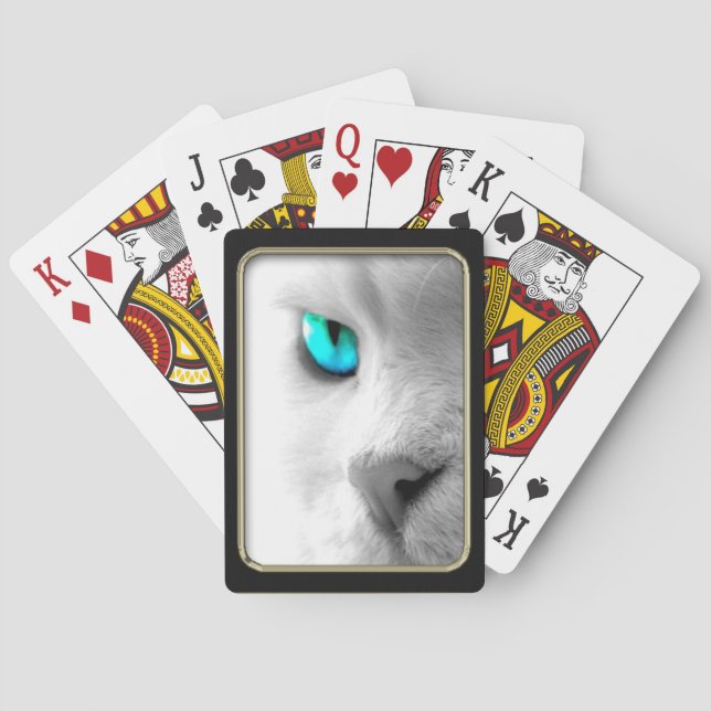 Blått Cat Öga fotokonst Spelkort (Baksidan)
