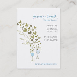 Blått champagne skålar hjärtan mall profilkort visitkort