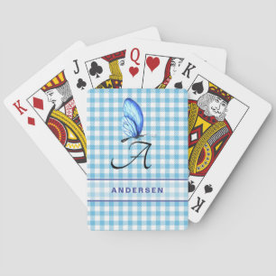 Blått checkkort och blått fjärilskort casinokort