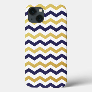 Blått Chevron Mönster iPad-väska för guld och mari