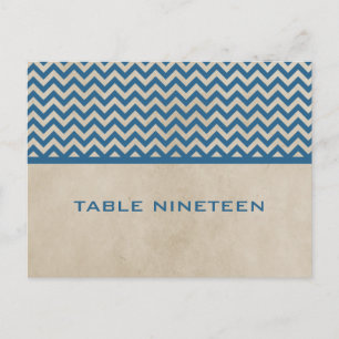 Blått Chic Chevron-Bordsnummer vykort