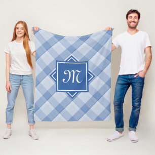 Blått chic med modernt diagonalt monogram fleecefilt
