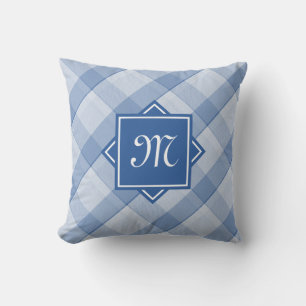 Blått chic med modernt diagonalt monogram kudde