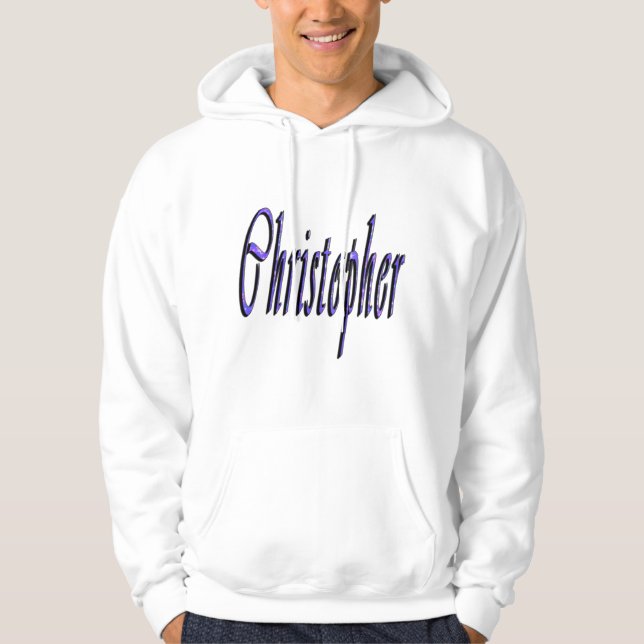 Blått Christopher Namn Logotyp, Hoodie (Framsida)