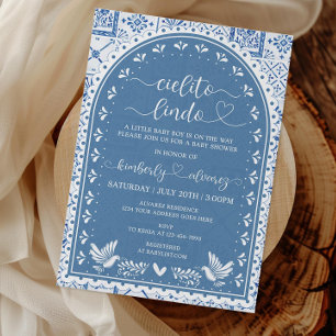 Blått Cielito Lindo Baby Shower-inbjudningskort Inbjudningar