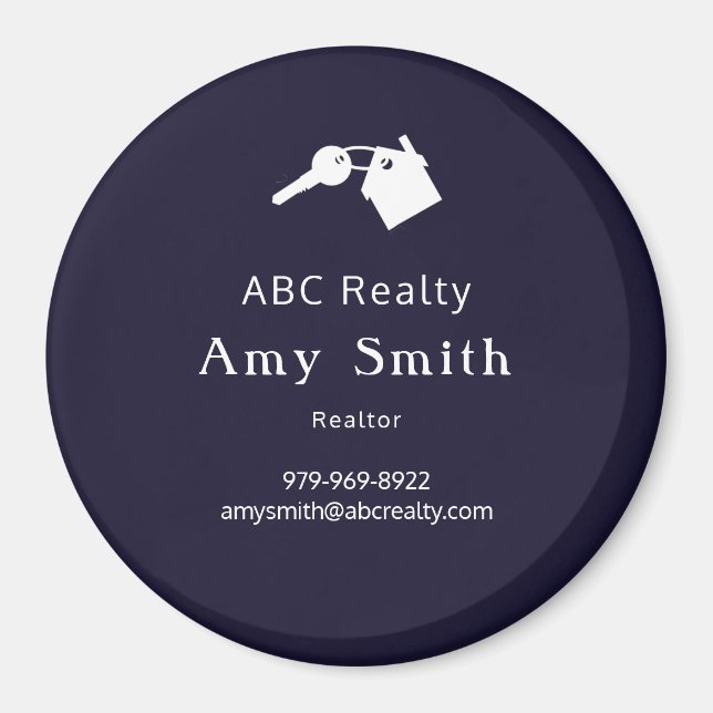 Blått cirkulärt Affärskort, magnet (Framsidan)