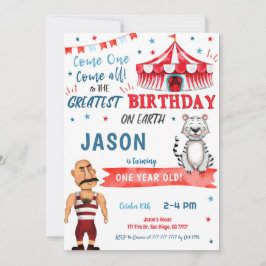 Blått cirkus-kallelse från Vatten Färg Inbjudningar