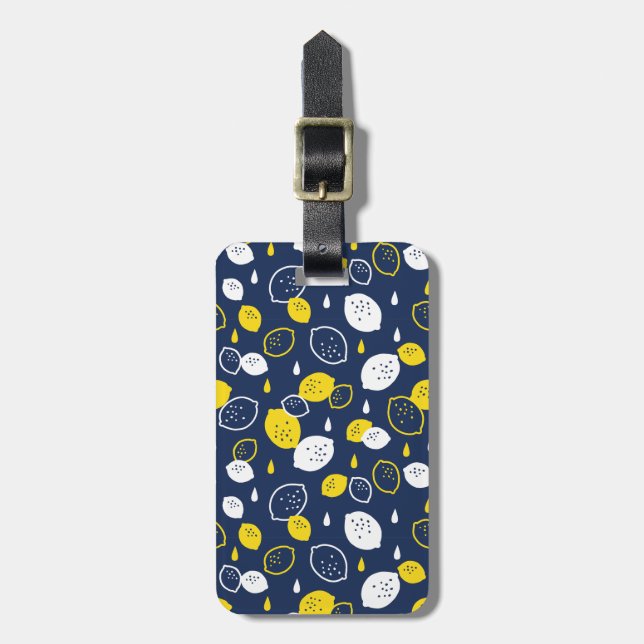 Blått citronkonst - fräschning av Citrus Design Bagagebricka (Vertikal Framsida)