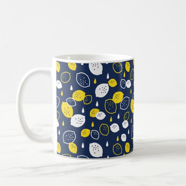 Blått citronkonst - fräschning av Citrus Design Kaffemugg (Vänster)
