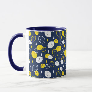 Blått citronkonst - fräschning av Citrus Design Mugg