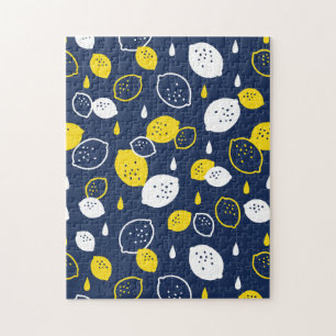 Blått citronkonst - fräschning av Citrus Design Pussel