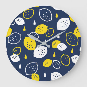 Blått citronkonst - fräschning av Citrus Design Stor Klocka