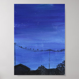 Blått Cityscape-utskrift, Poster Pappert