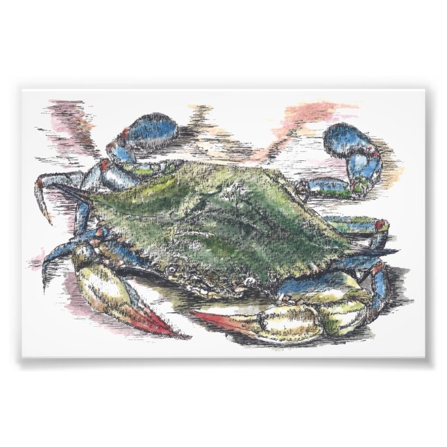 Blått Crab Art-fotoutskrift Fototryck (Framsidan)