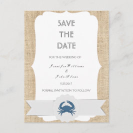 Blått Crab-målbröllop Spara datumkort Meddelande Vykort