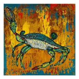 Blått Crab-utskrift Fototryck