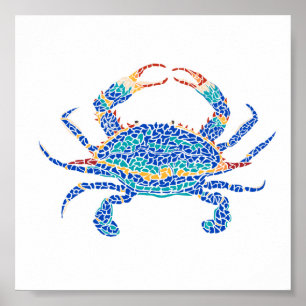 Blått Crab-utskrift Poster